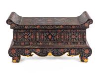 A Chinese Export Black Lacquer Bench