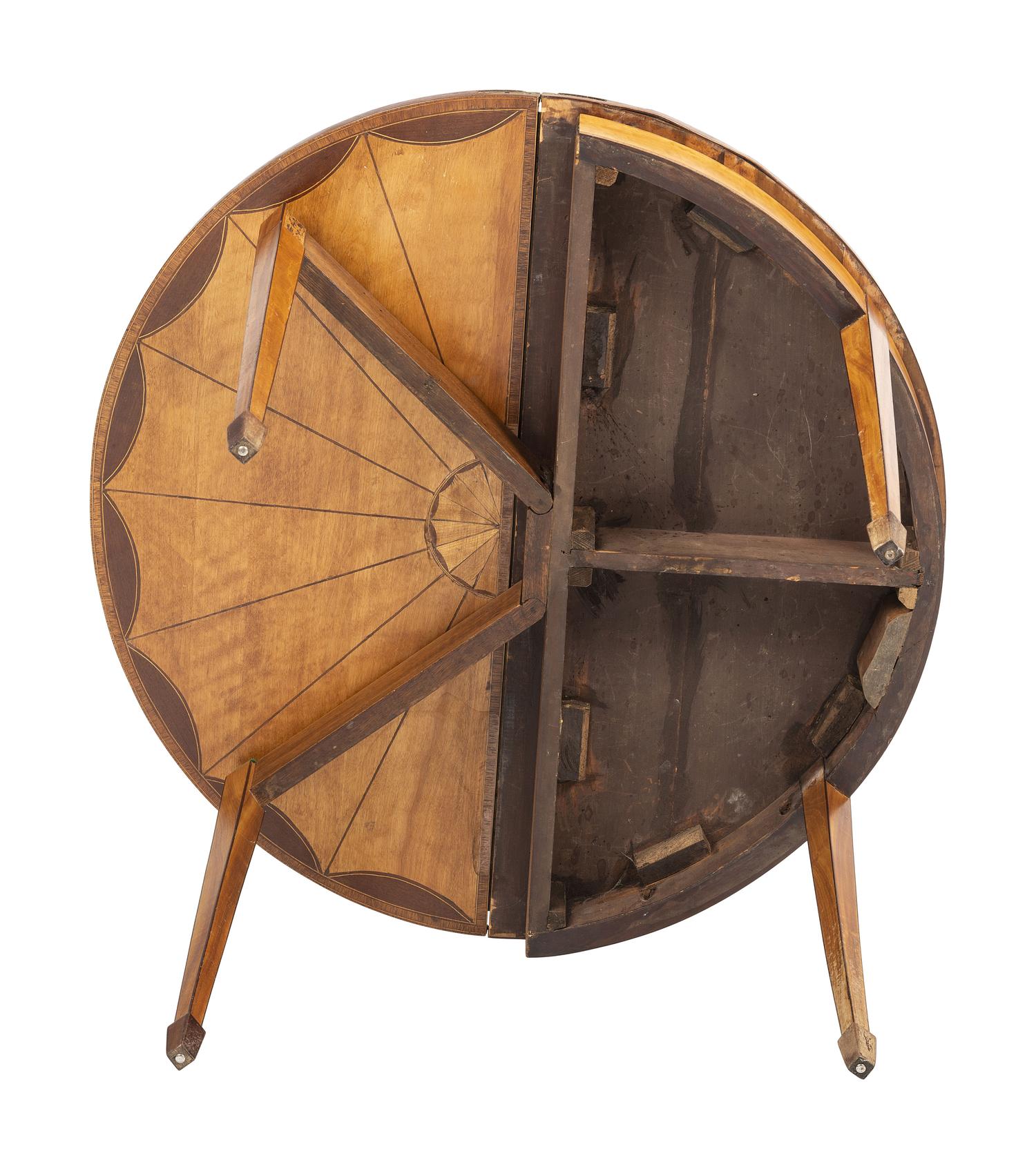 A George III Satinwood Inlaid Demilune Game Table