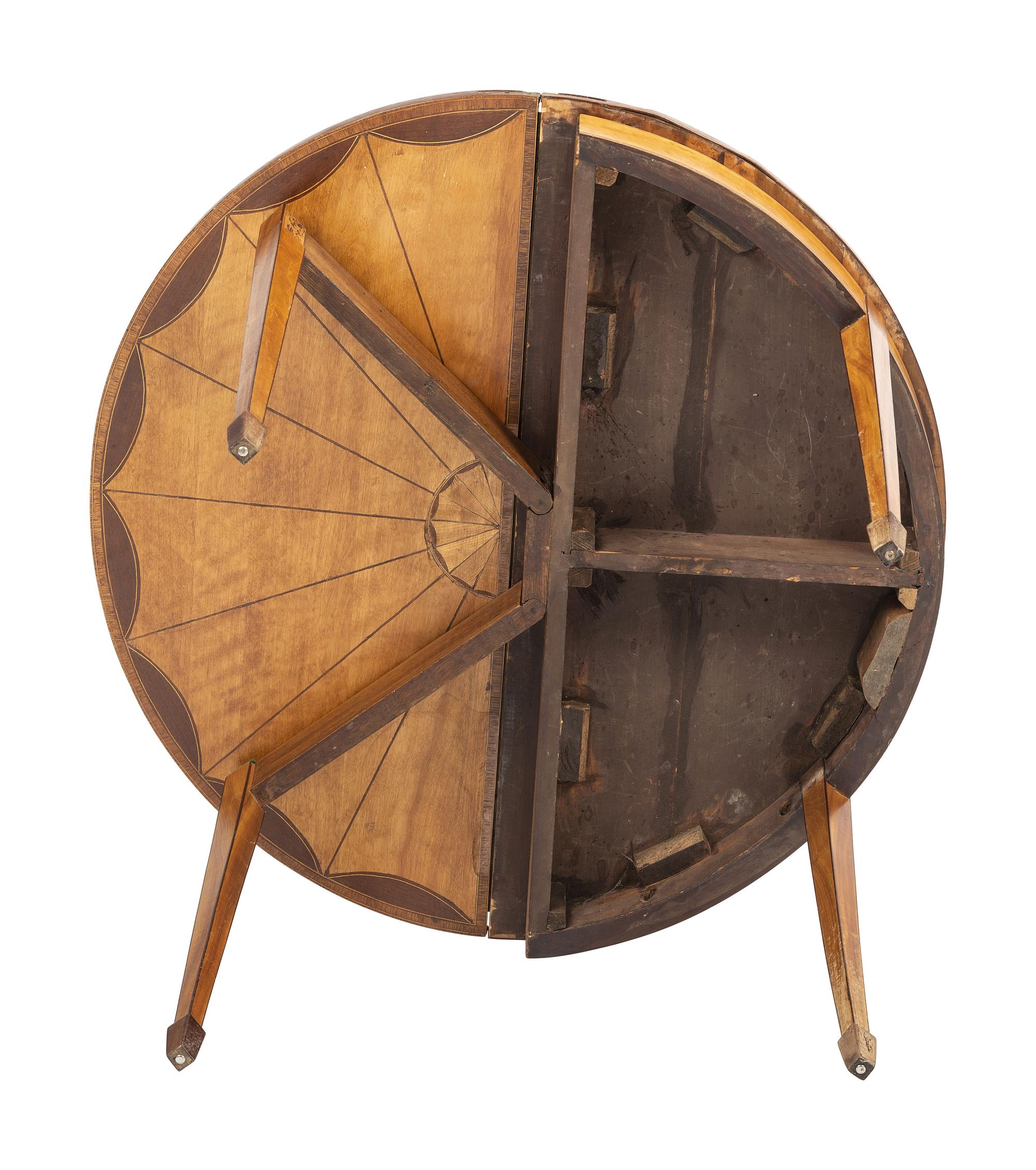 A George III Satinwood Inlaid Demilune Game Table