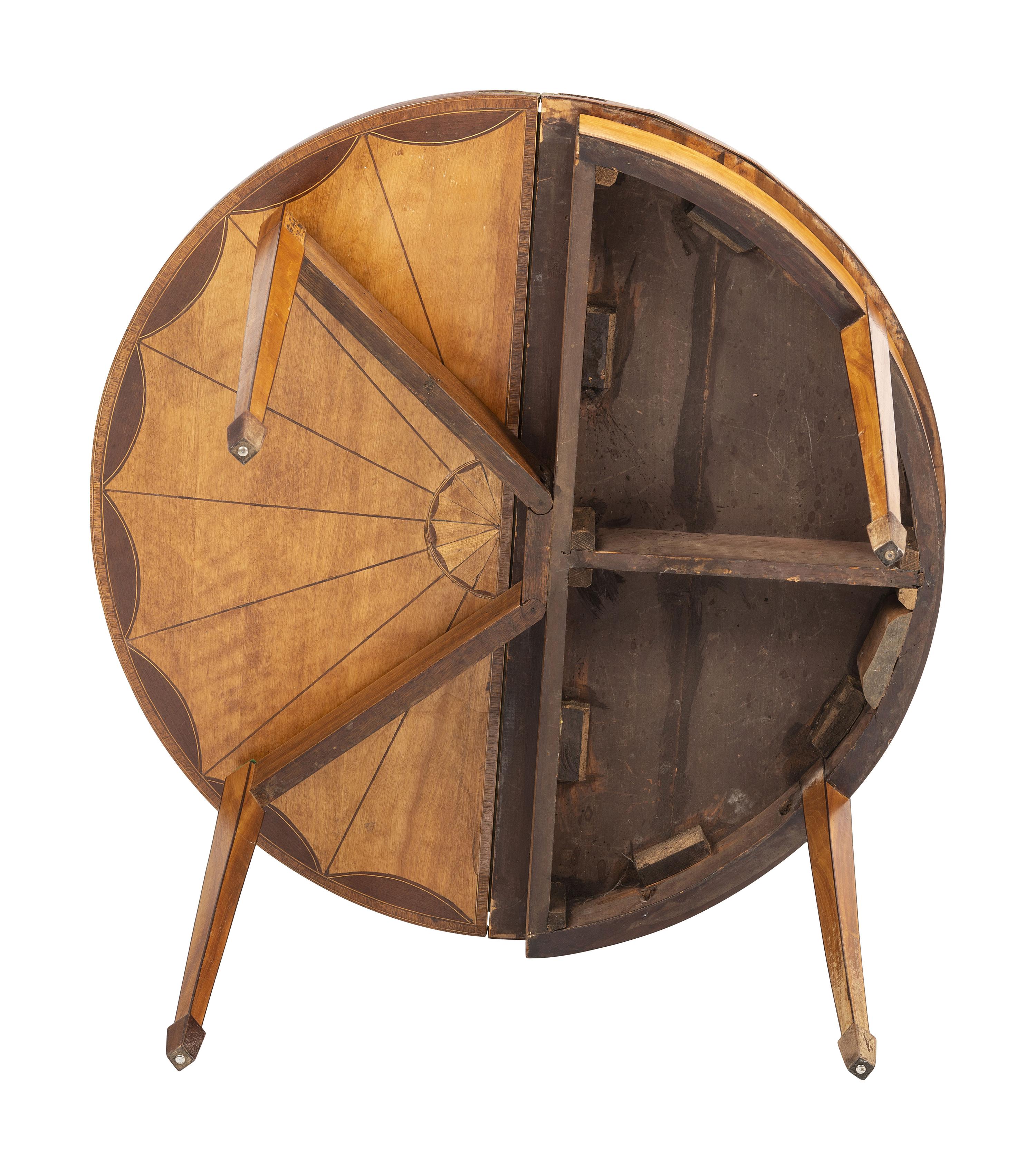 A George III Satinwood Inlaid Demilune Game Table