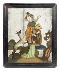 A Pair of Chinese Export Reverse-Painted Mirrors