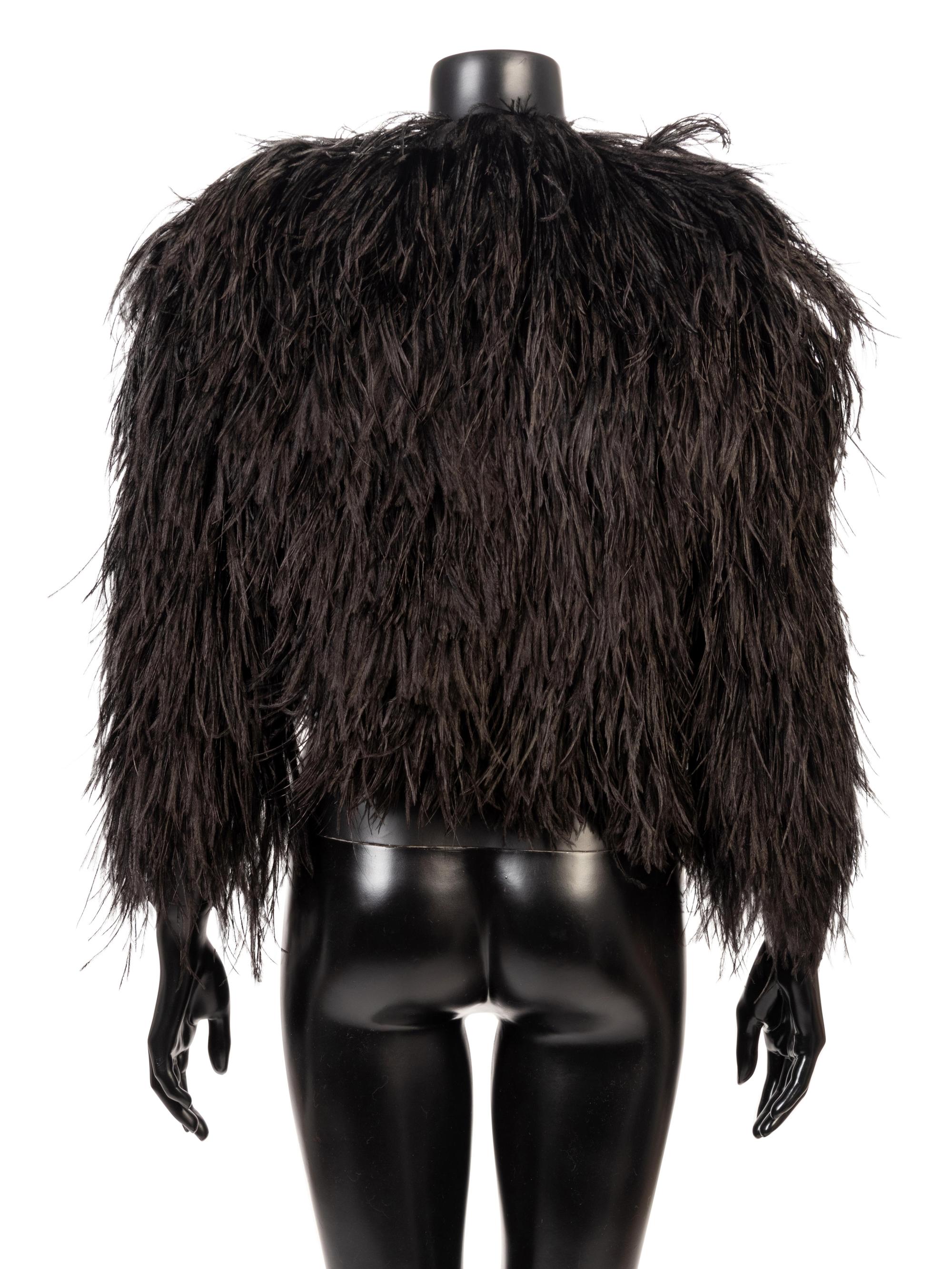 Emanuel Ungaro Black Ostrich and Chainmail Bolero, 1990-2000s
