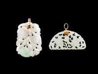 Two Chinese Reticulated Jade and Jadeite Pendants