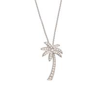 TIFFANY & CO., PLATINUM AND DIAMOND PALM TREE PENDANT/NECKLACE
