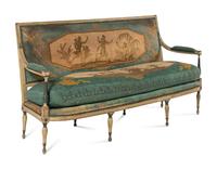 A George III White Painted Needlework Upholstered Settee