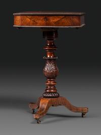 A Classical Carved and Figured Mahogany Work Table