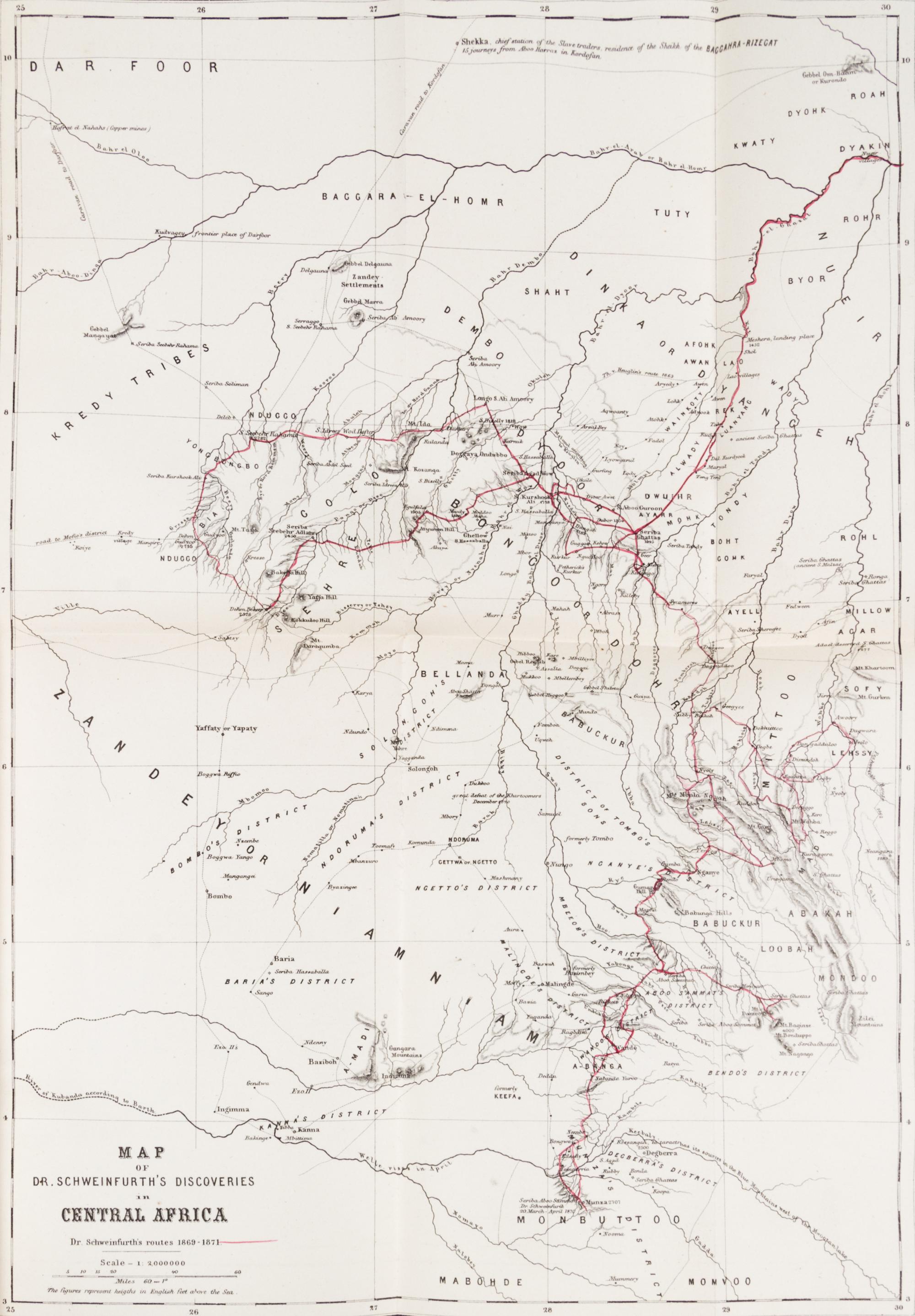 SCHWEINFRUTH, GEORG. The Heart of Africa. New York, 1874. 2 vols.
