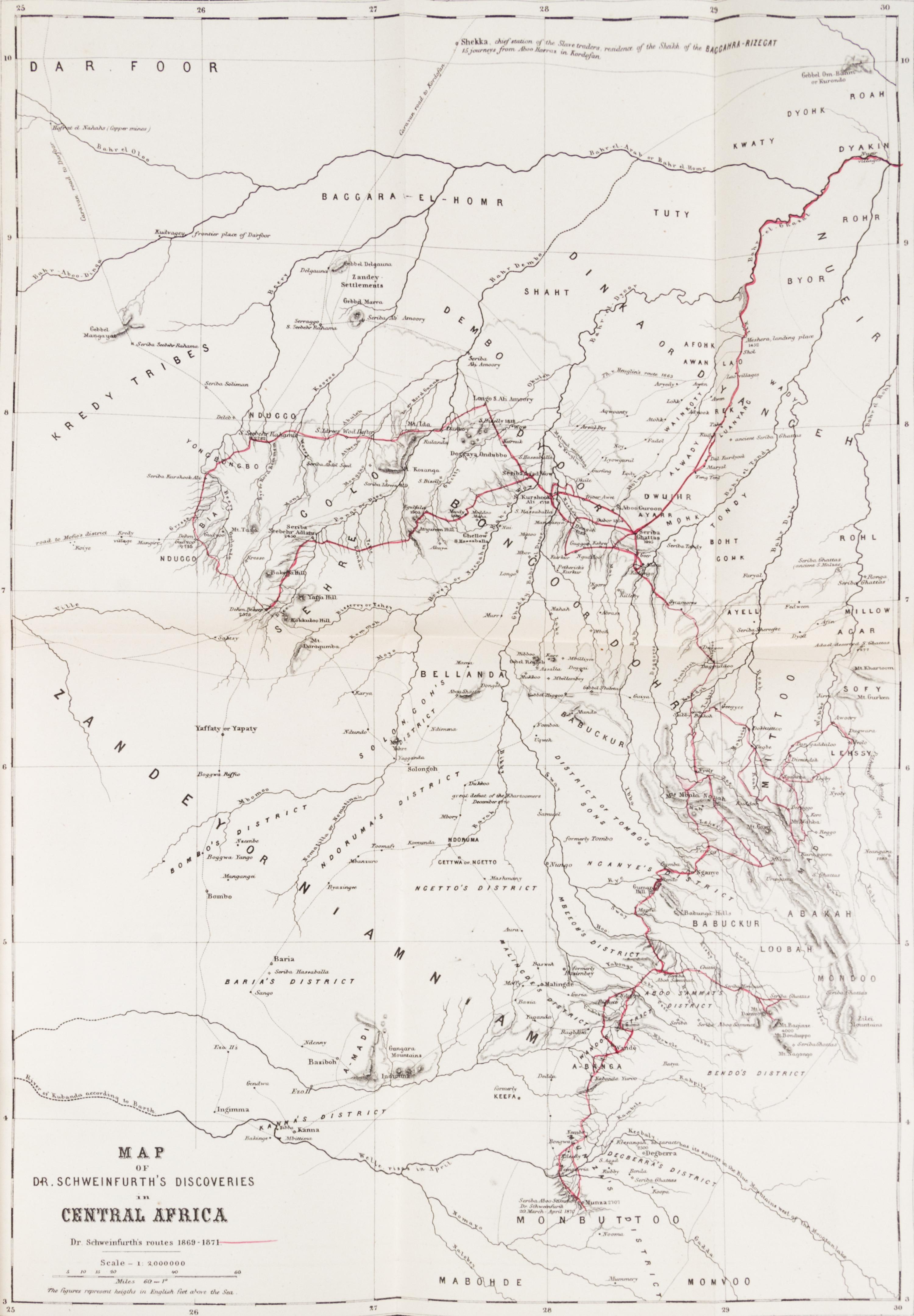 SCHWEINFRUTH, GEORG. The Heart of Africa. New York, 1874. 2 vols.