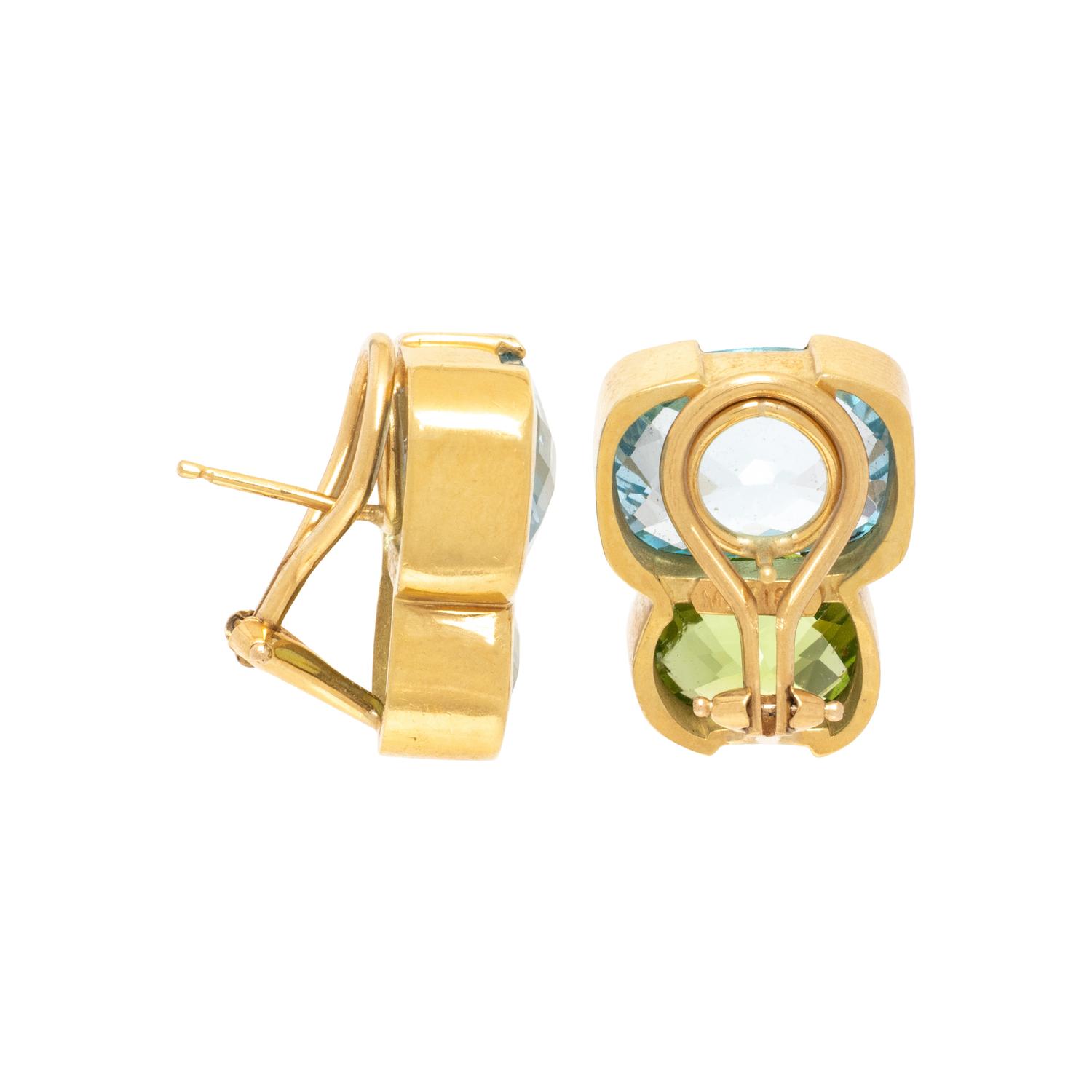 MAZ, PERIDOT AND BLUE TOPAZ EARRINGS