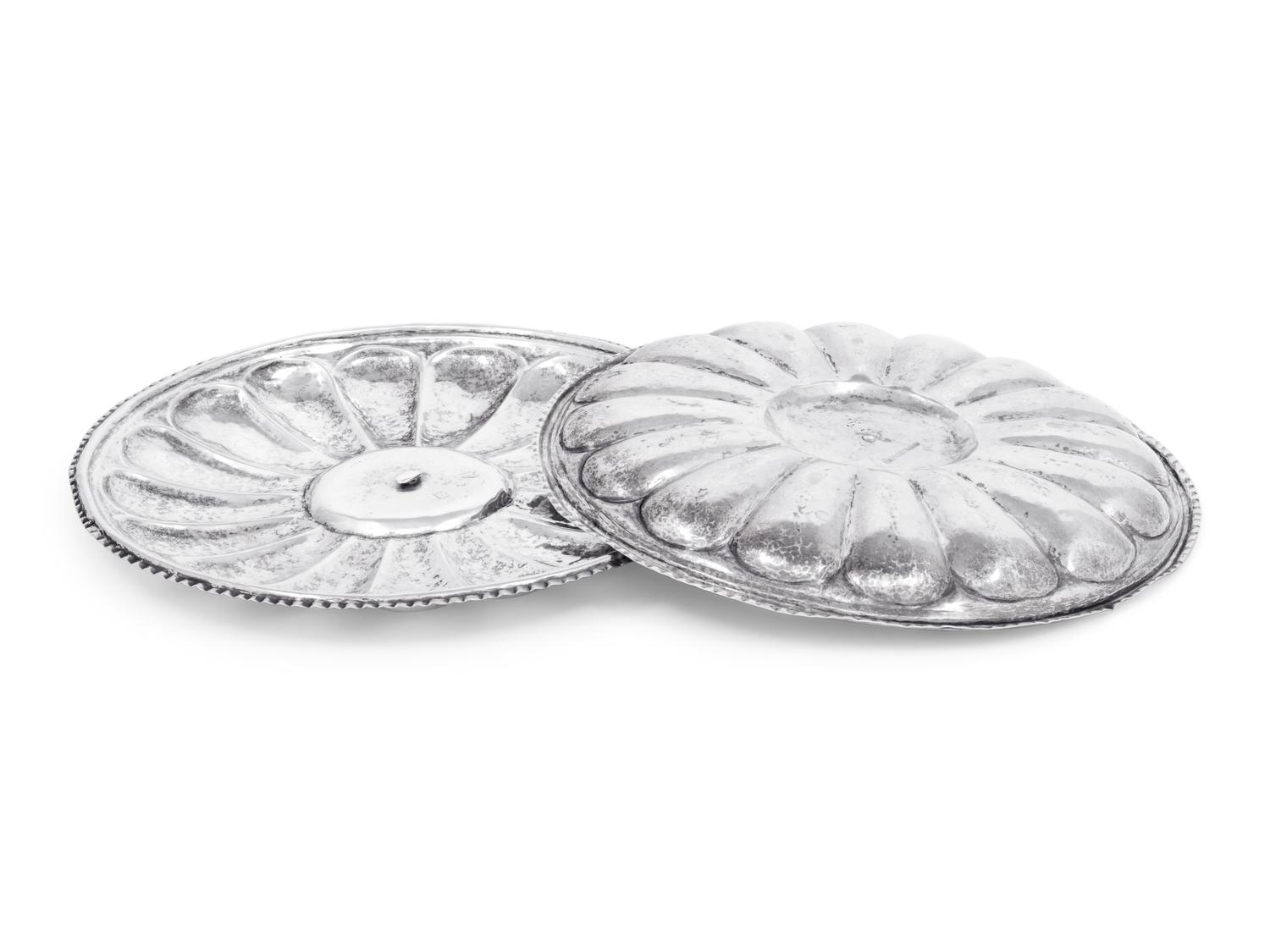 A Pair of Spanish Empire Silver Sweetmeat Dishes