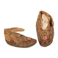 Athapaskan Deer Fur Belts, Armbands, AND Child's Embroidered Moccasins