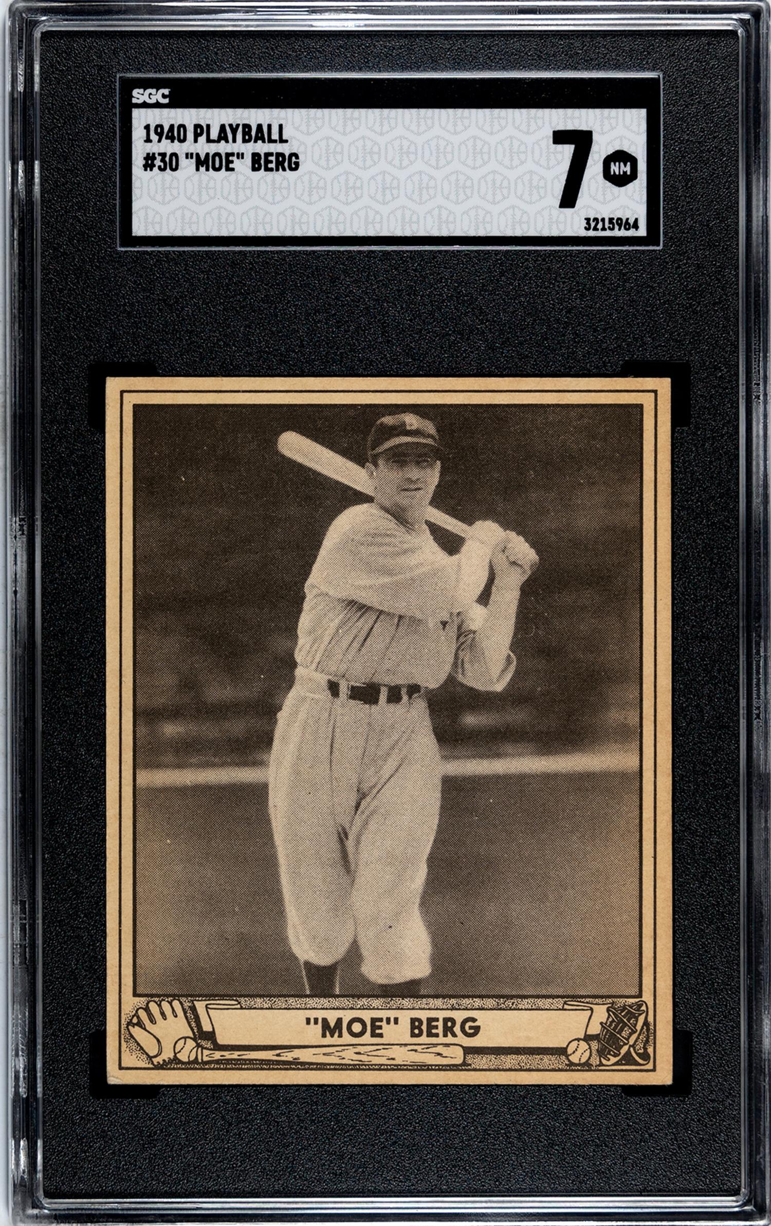 A 1940 Play Ball Moe Berg Baseball Card No. 30 (SGC 7 NRMT)