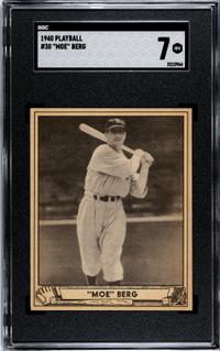 A 1940 Play Ball Moe Berg Baseball Card No. 30 (SGC 7 NRMT)