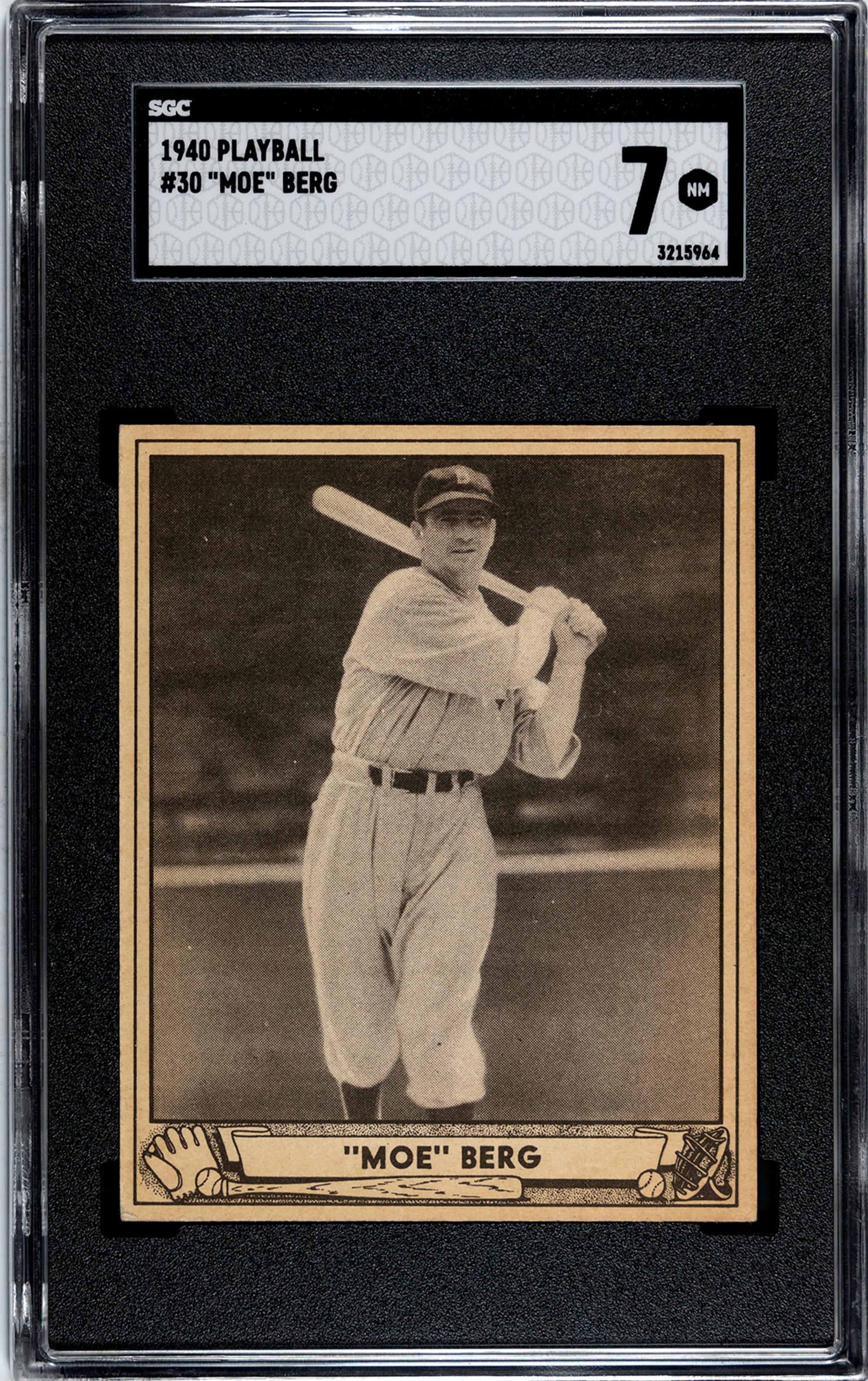 A 1940 Play Ball Moe Berg Baseball Card No. 30 (SGC 7 NRMT)