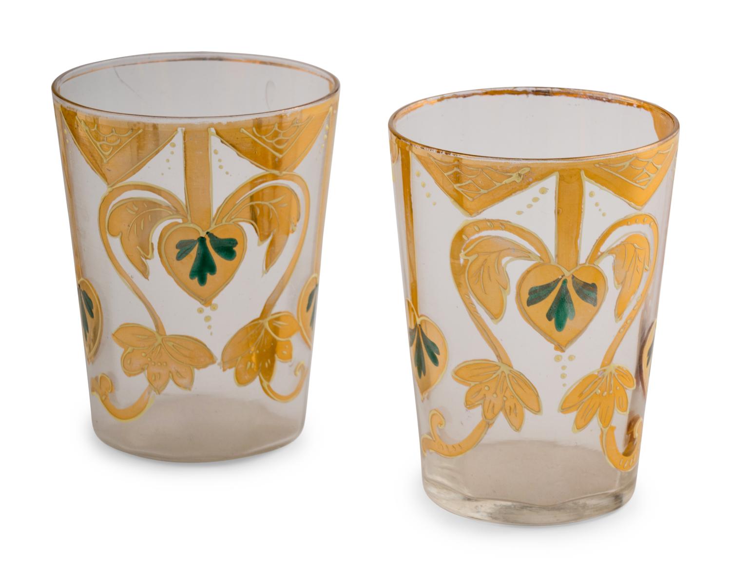 A Czech Enamel and Gilt Decorated Glass Punch Service