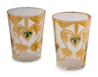 A Czech Enamel and Gilt Decorated Glass Punch Service