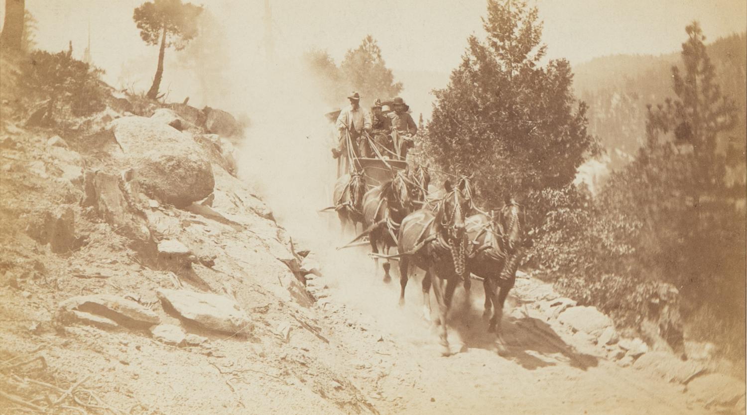 Fiske, George (1835-1918). Albumen photograph of a Yosemite, California, stagecoach.