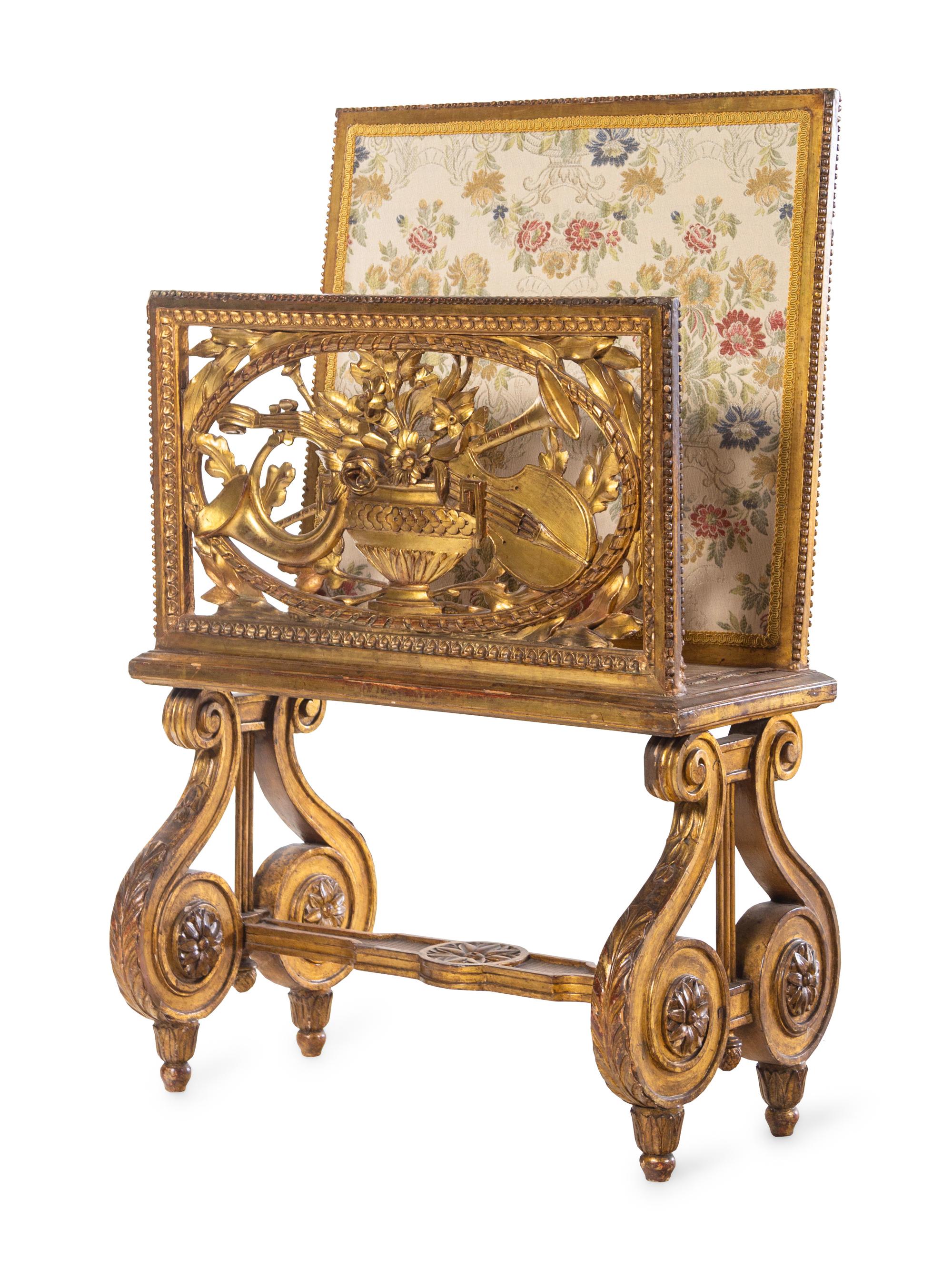 A Louis XVI Style Giltwood Folio Stand