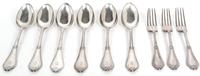 Six American Silverplate Dessert Spoons and Three Dinner Forks — Tiffany & Co.