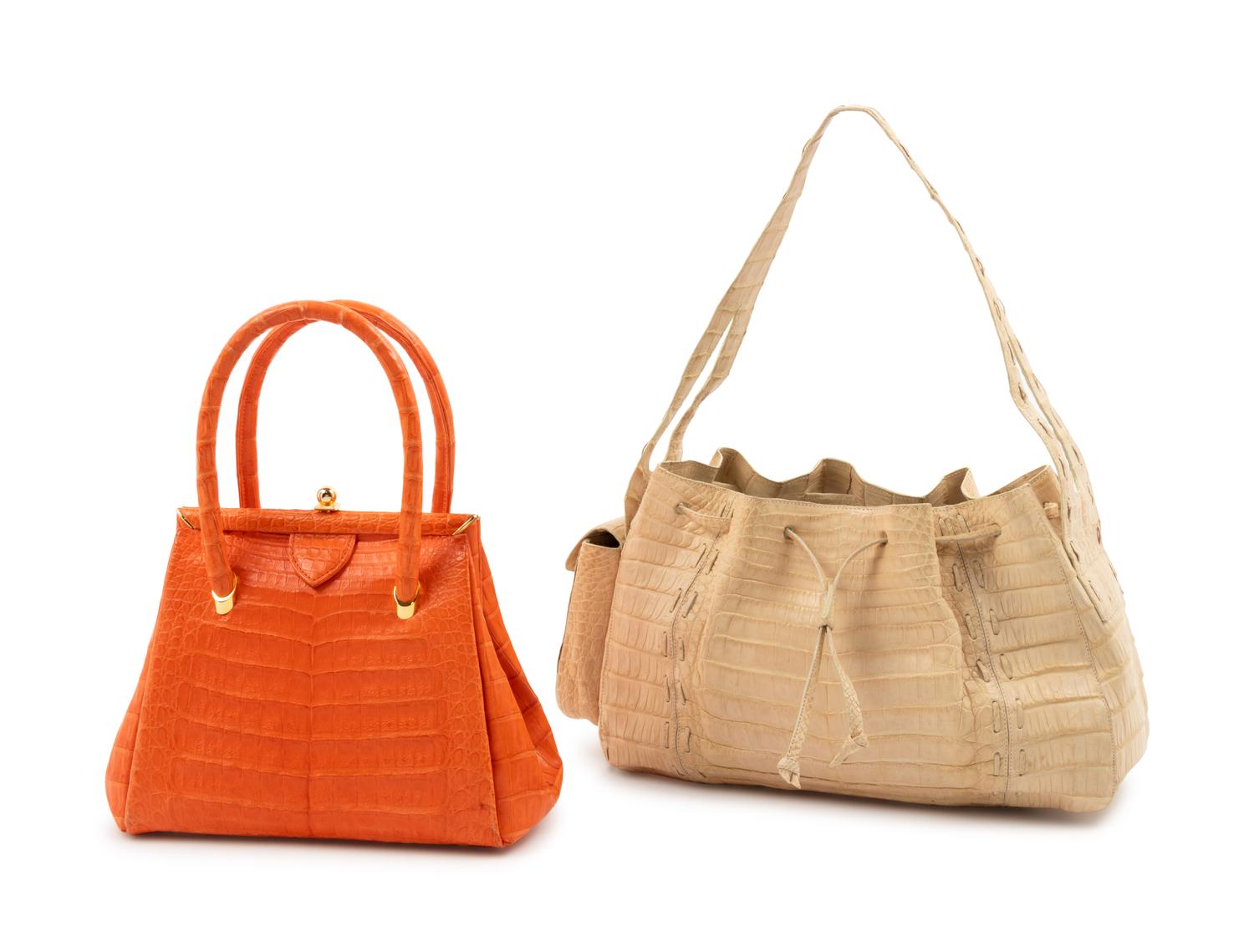 Two Crocodile Hand Bags: Lana Marks and Nancy Gonzales, 1990-2000s