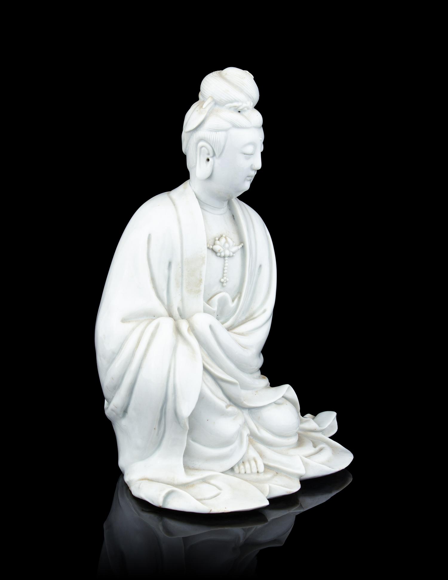 A Blanc-de-Chine Porcelain Figure of Guanyin