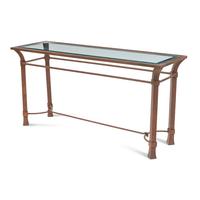 A Patinated Iron and Glass Console Table