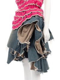 Junya Watanabe Thick Cowlneck Sweater and Reconstructed Jeans Skirt, Fall/Winter 2004