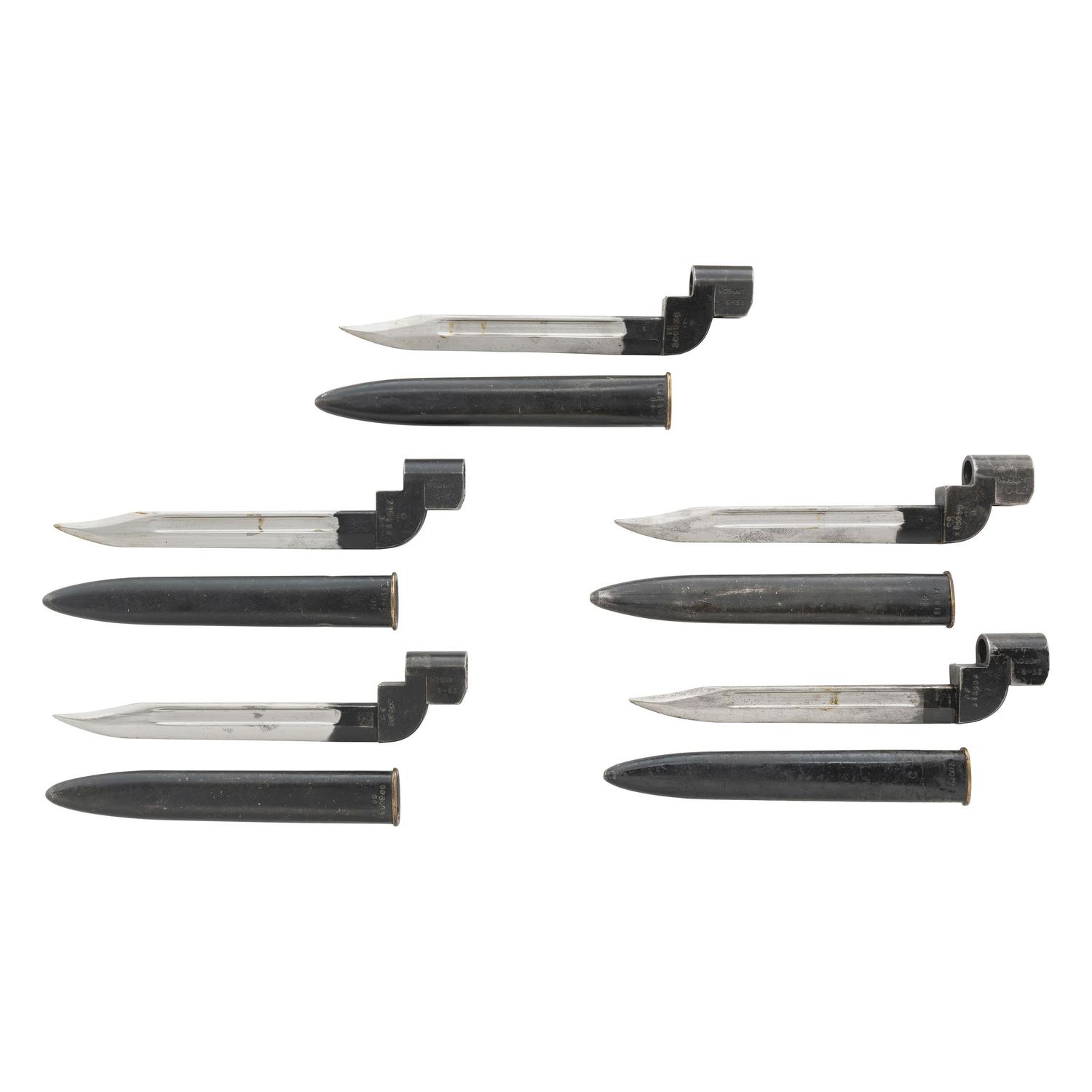 5 British No9 Mk1 Bayonets & Scabbards for the No4 Mk1 SMLE Rifle