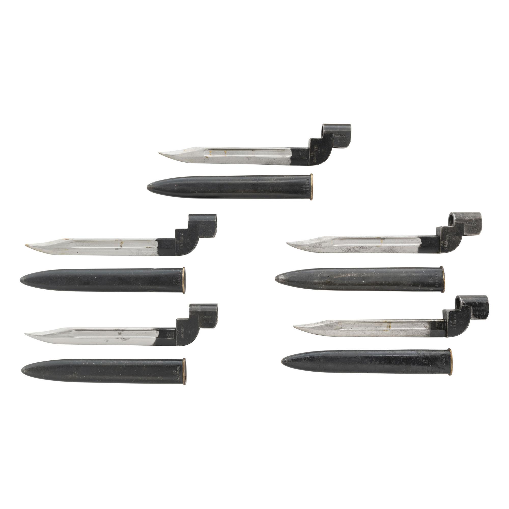 5 British No9 Mk1 Bayonets & Scabbards for the No4 Mk1 SMLE Rifle