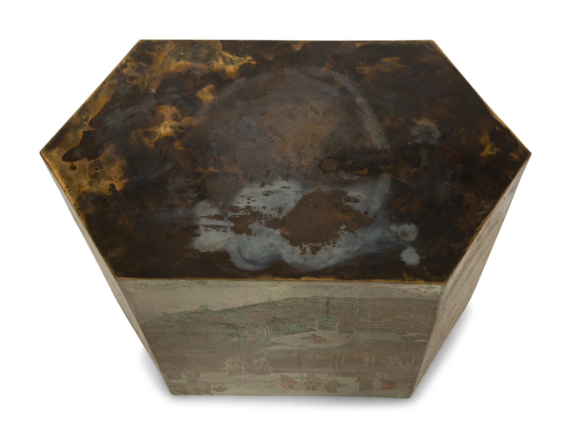 A Philip and Kelvin LaVerne Lo Ta Hexagonal Cube Side Table