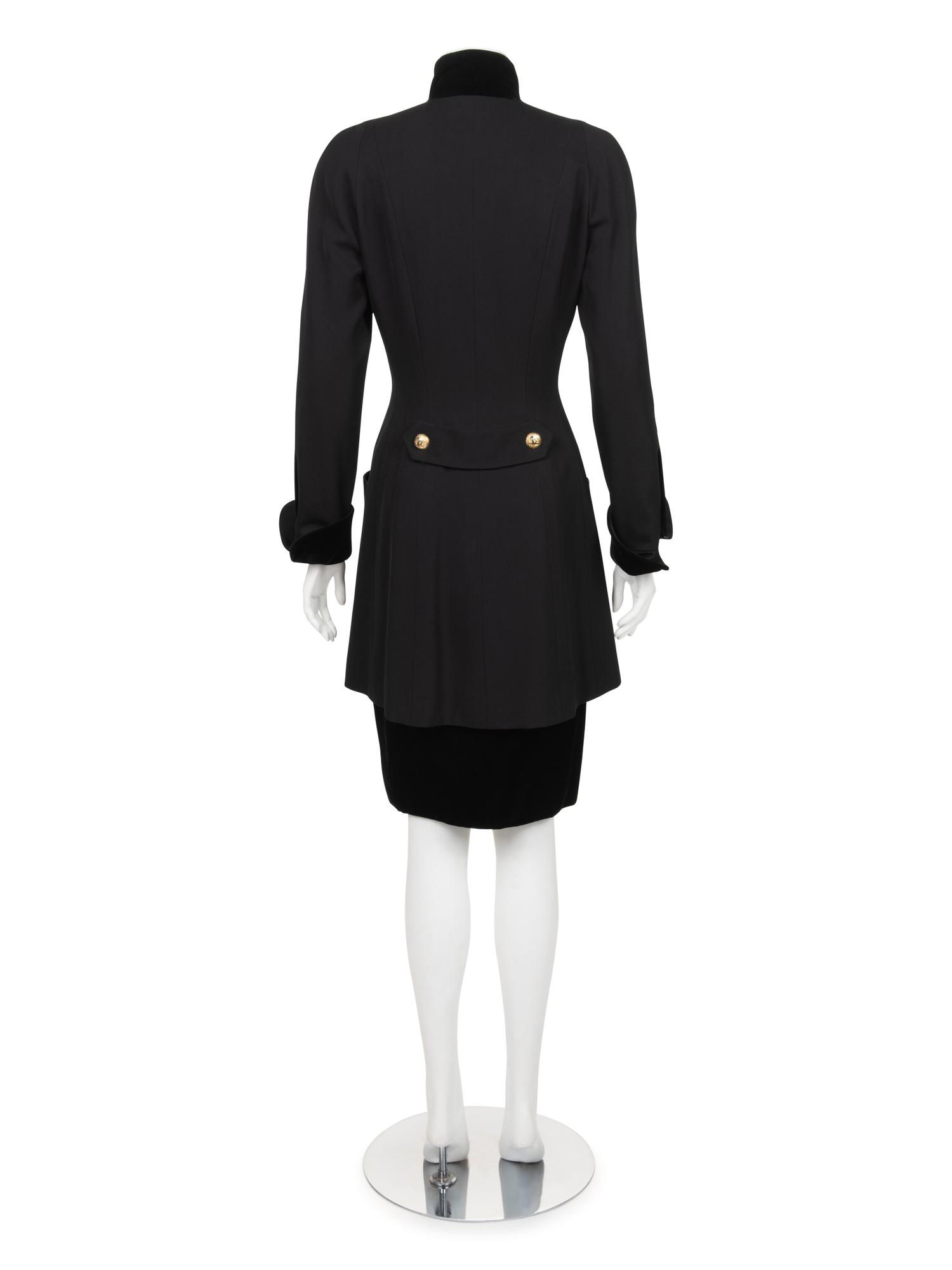 Chanel Double-Breasted Skirt Ensemble Trimmed with Velvet, 1980-90s