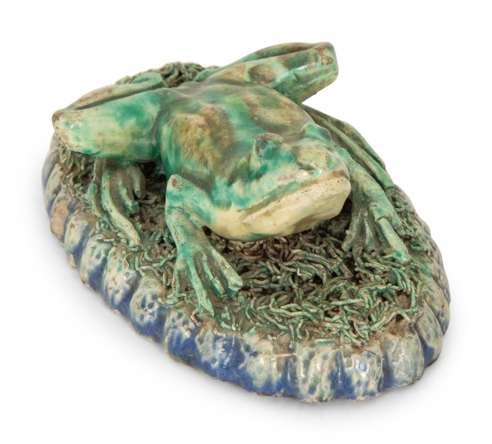 A Small Majolica Oval Dish in the Style of Palissy Together with Two Majolica Articles