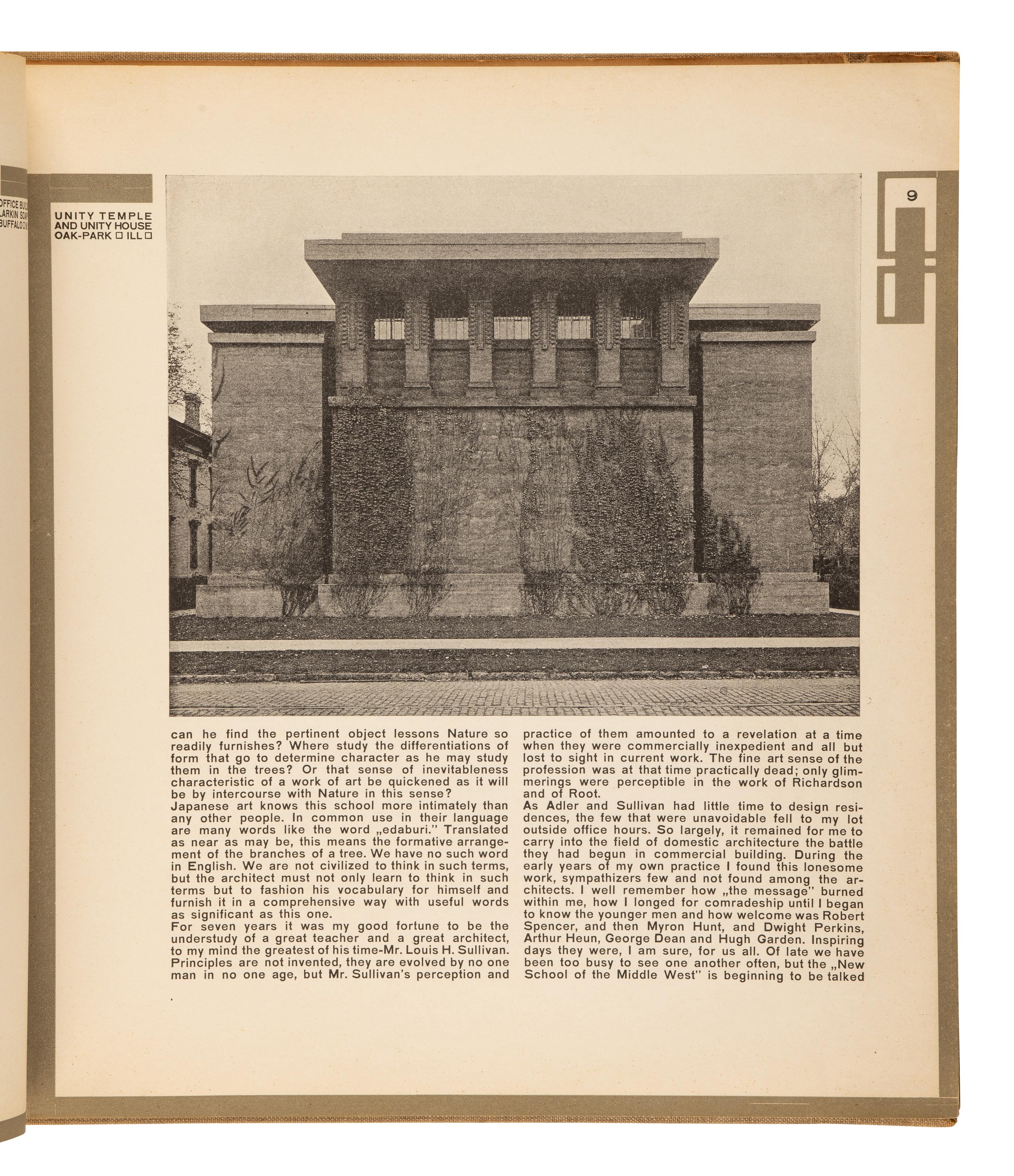 WRIGHT, Frank Lloyd (1869-1959). Wendingen: The Life-Work of the American Architect Frank Lloyd Wright . Santpoort, Holland: C.A. Mees, 1925.