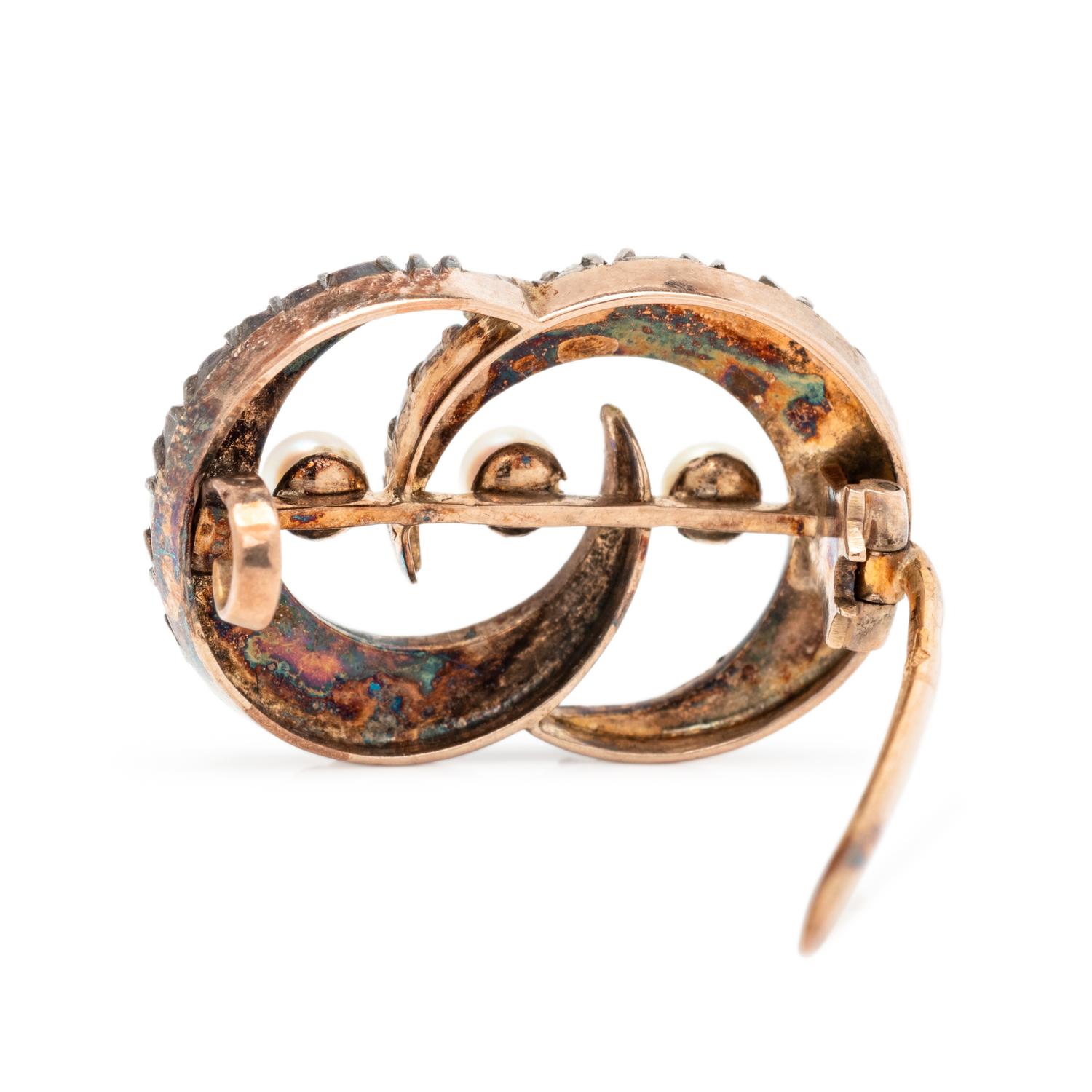 FRENCH, VICTORIAN, DIAMOND AND PEARL BROOCH