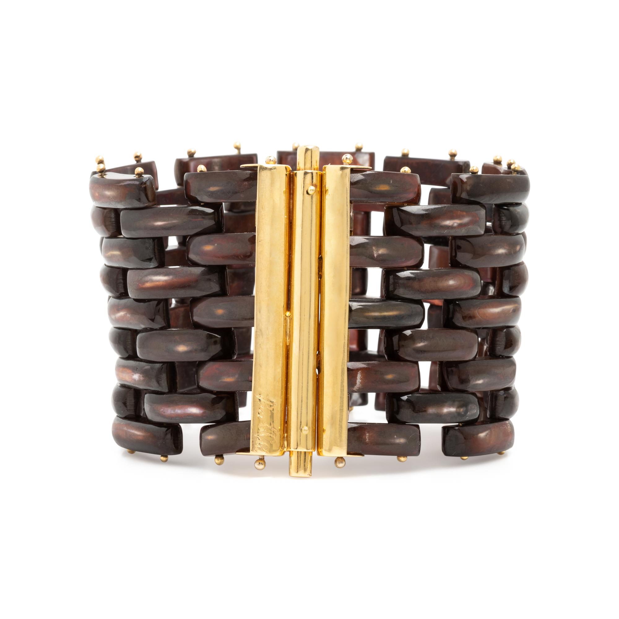 Angela Pintaldi, Two Mother-of-Pearl and Yellow Gold Bracelets
