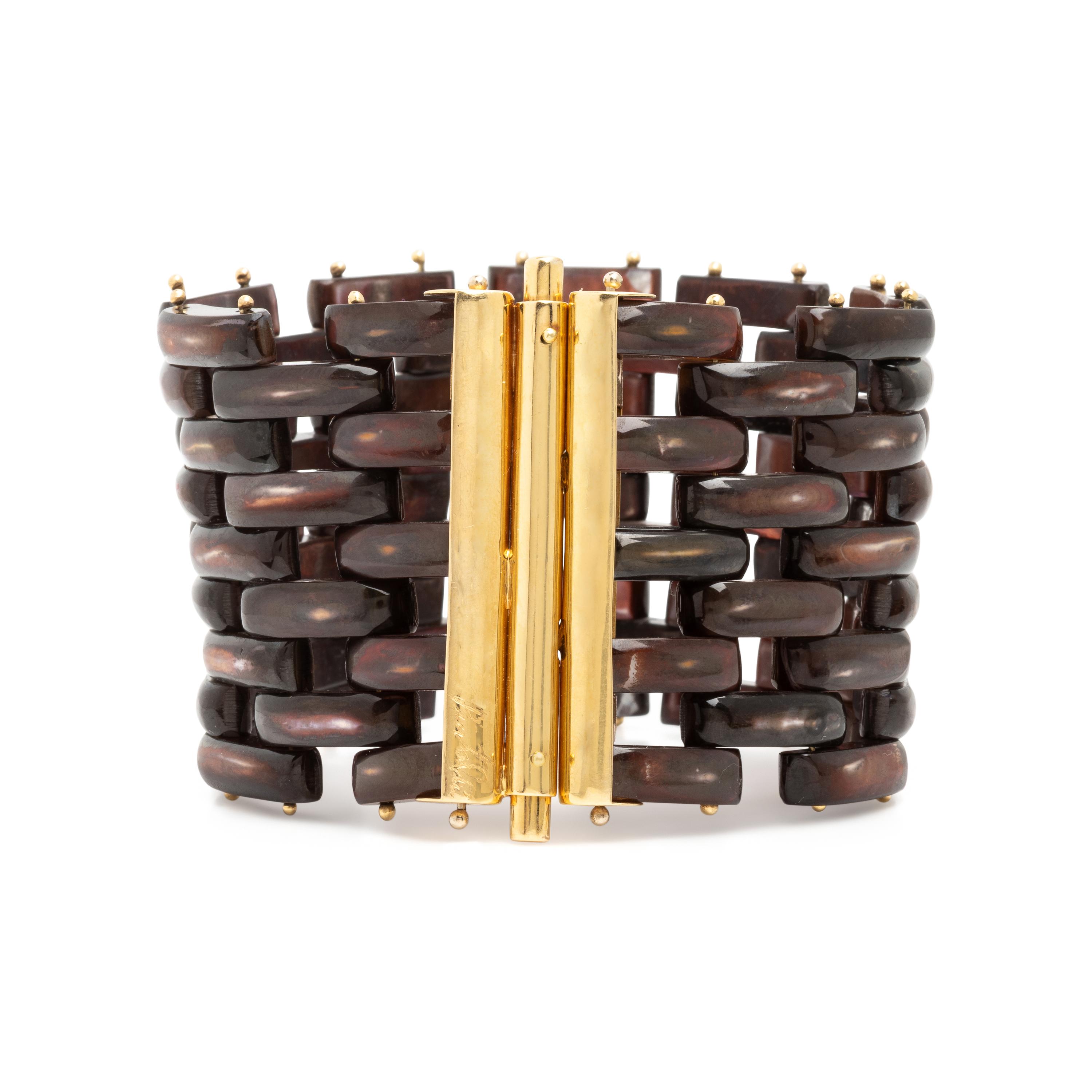 Angela Pintaldi, Two Mother-of-Pearl and Yellow Gold Bracelets