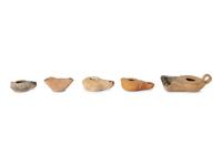 Five Roman and Holy Land Terracotta Oil Lamps