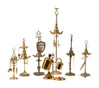 A Collection of Dutch Brass Oil Lamps