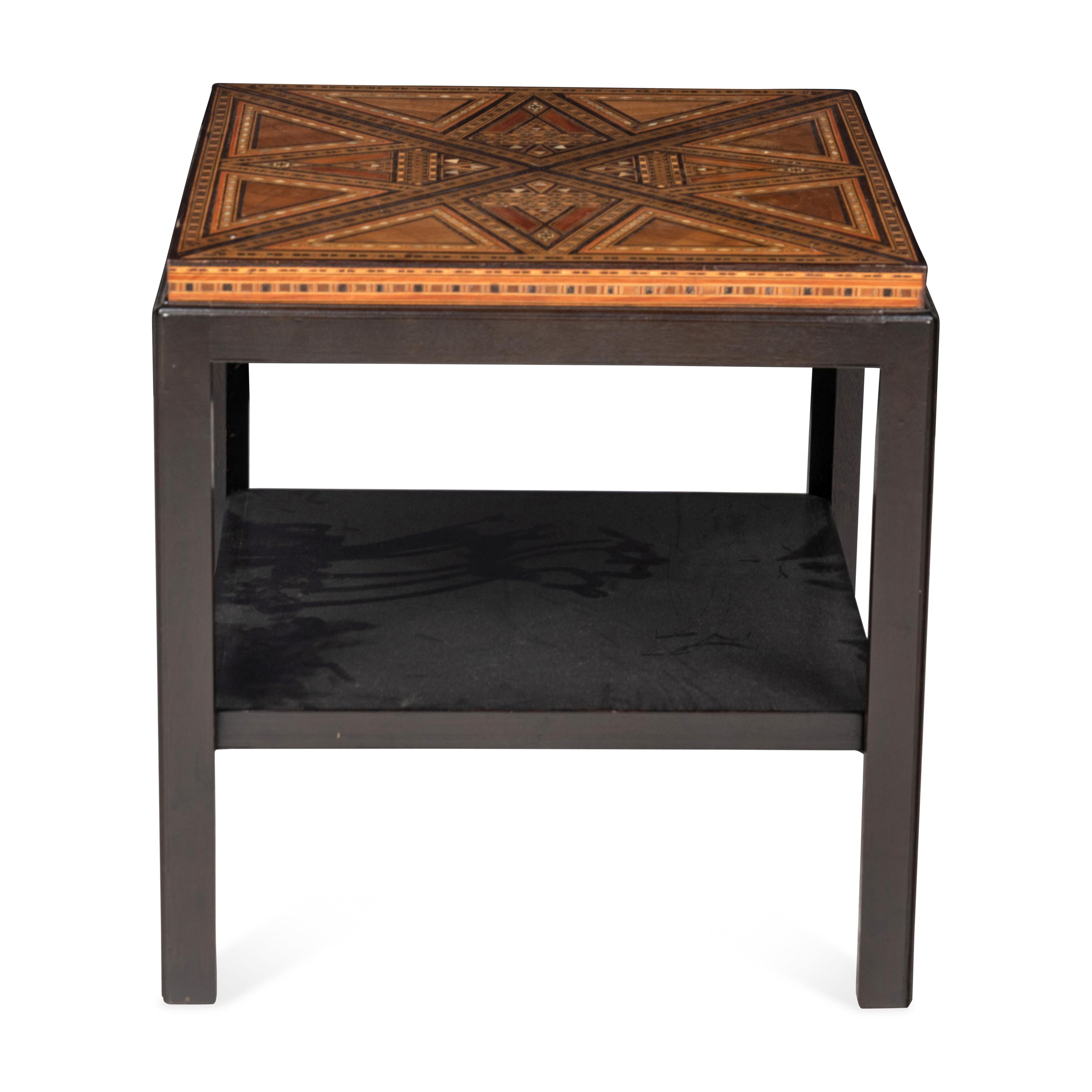 A Levantine Marquetry Table Top on a Later Stand