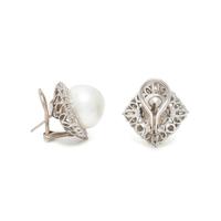 CULTURED PEARL AND DIAMOND EARRINGS