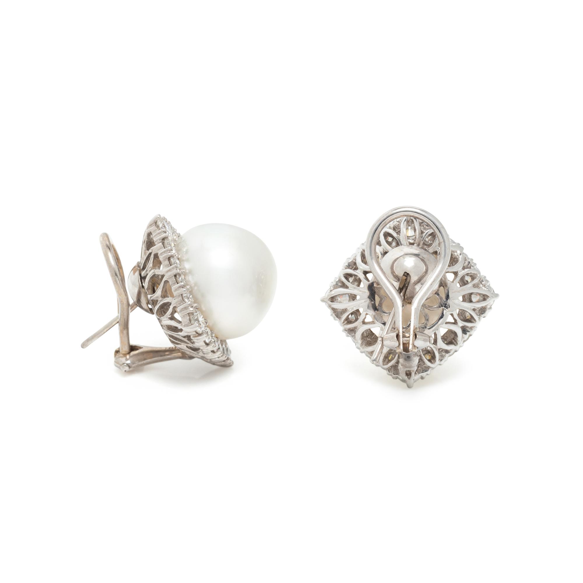 CULTURED PEARL AND DIAMOND EARRINGS