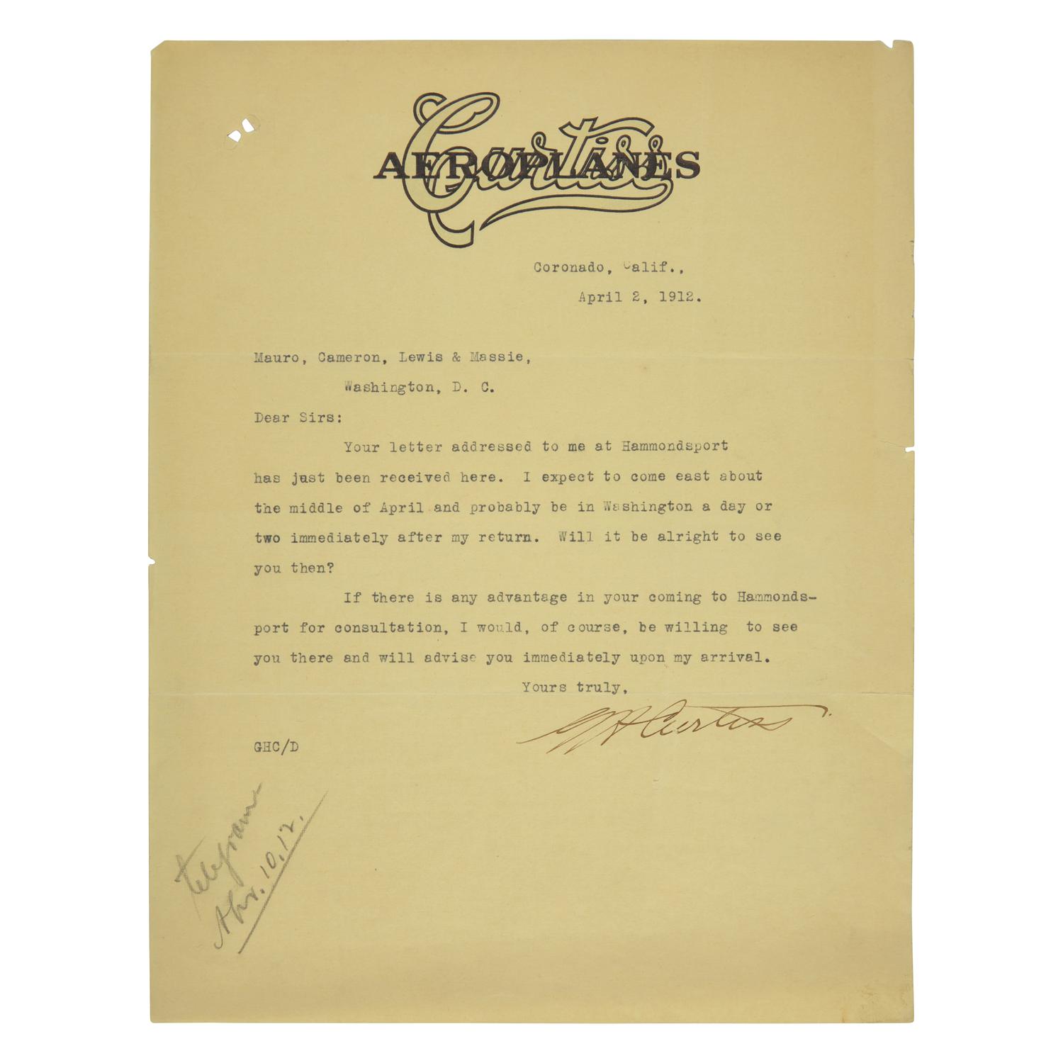 [Science & Medicine] Bell, Alexander Graham. Typed Letter, signed