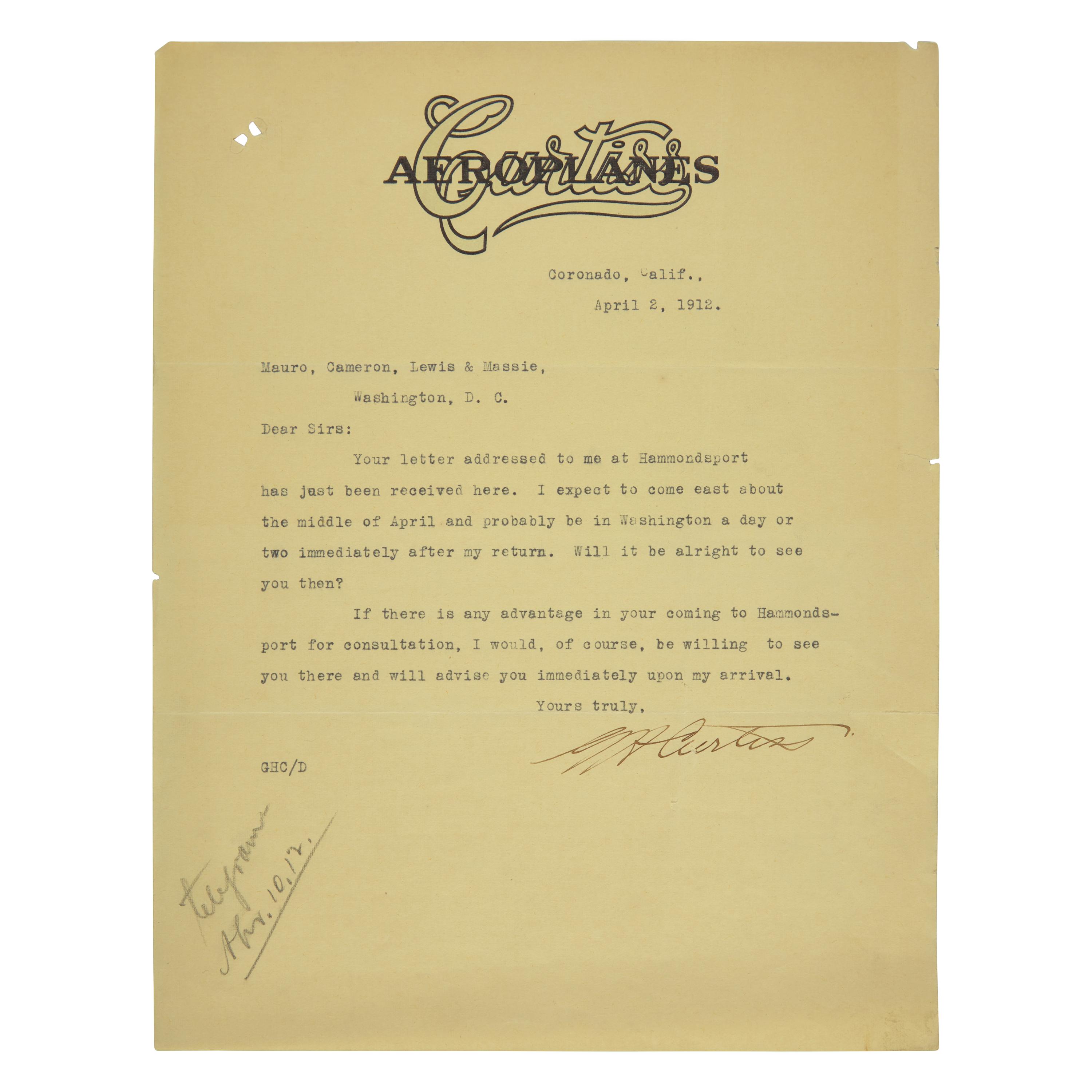[Science & Medicine] Bell, Alexander Graham. Typed Letter, signed