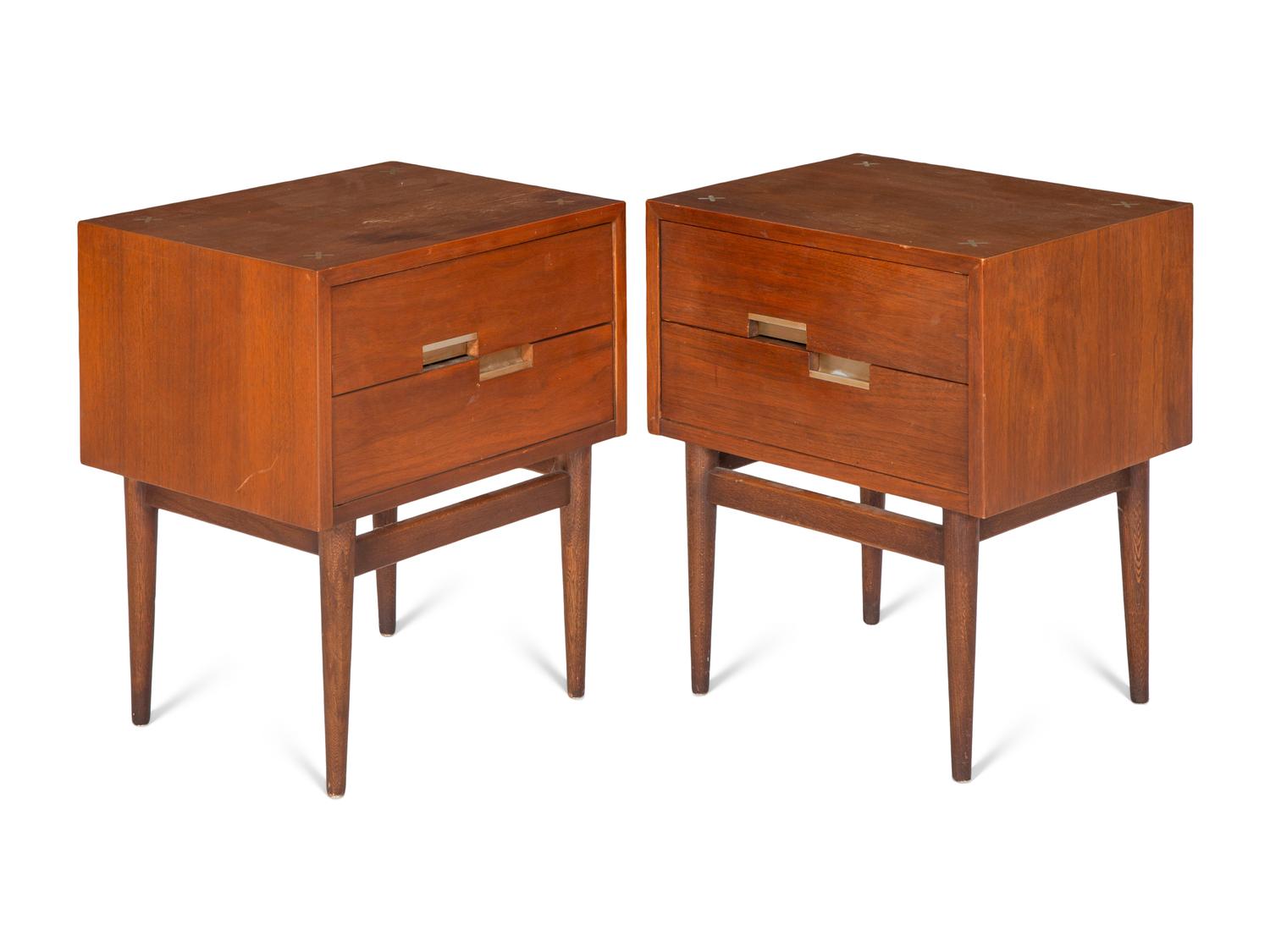 Pair of Accord Walnut Bedside Stands American of Martinsville, USA
