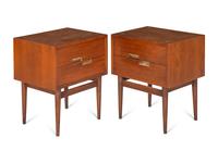Pair of Accord Walnut Bedside Stands American of Martinsville, USA