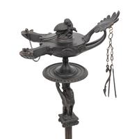 An Etruscan Style Bronze Standing Oil Lamp