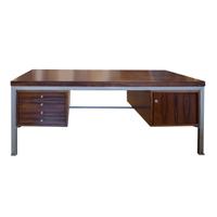 A Rosewood and Steel Desk, Knoll 75" W x 37.5" D x 29.5" H — United States, Mid-20th Century