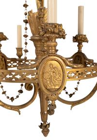 A French Neoclassical Gilt Bronze Nine-Light Chandelier