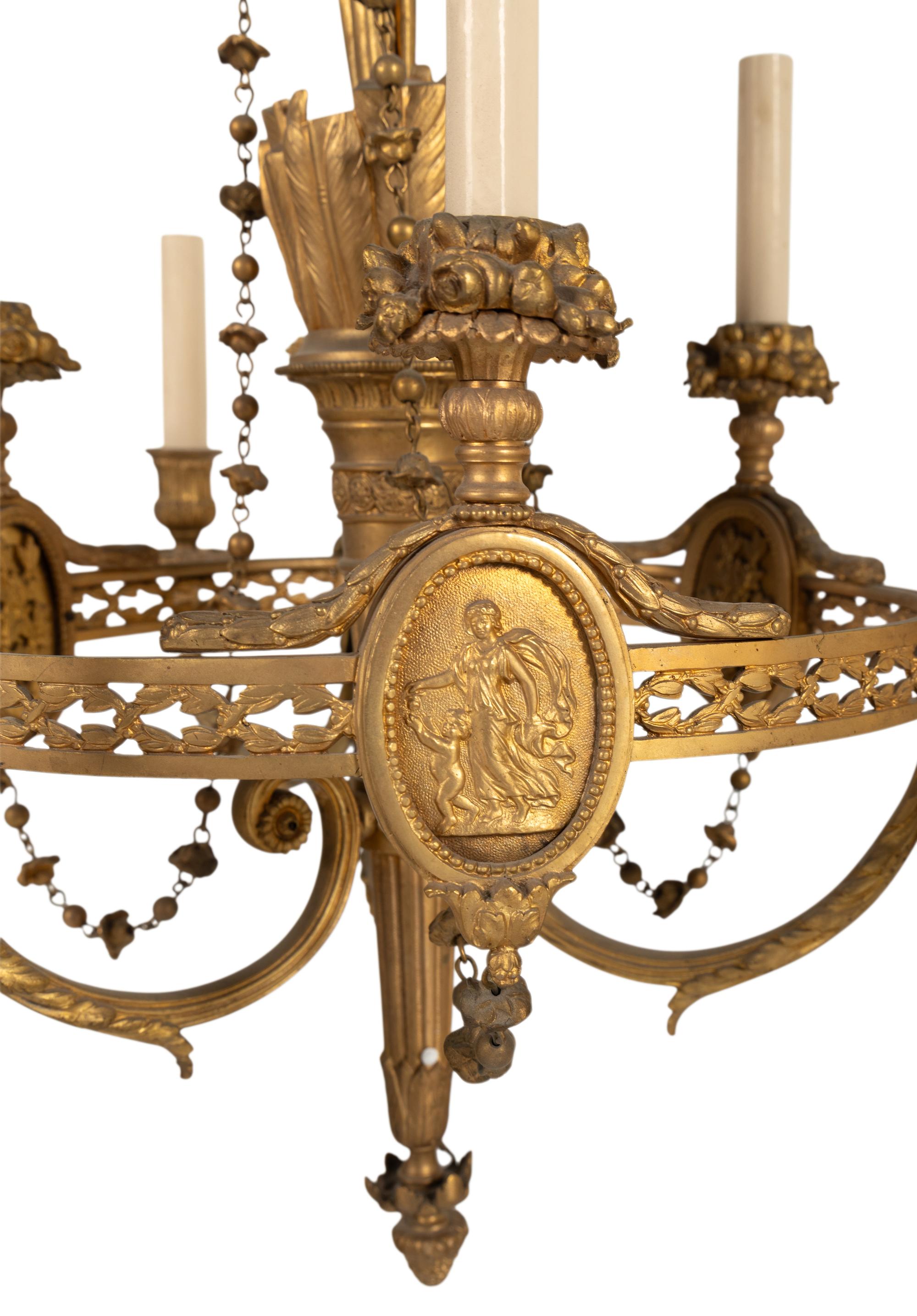A French Neoclassical Gilt Bronze Nine-Light Chandelier