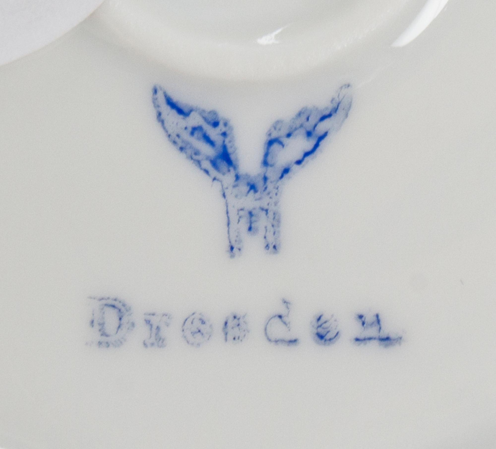 A Dresden Porcelain Partial Tea Service, Height of teapot 5 inches.